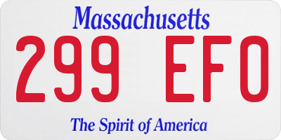 MA license plate 299EF0