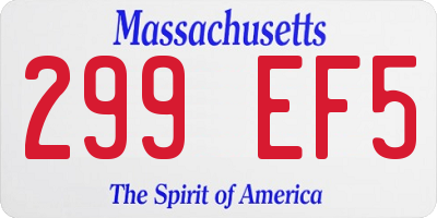 MA license plate 299EF5