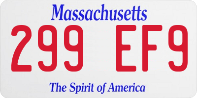 MA license plate 299EF9