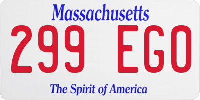 MA license plate 299EG0