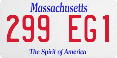 MA license plate 299EG1