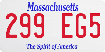 MA license plate 299EG5