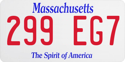 MA license plate 299EG7