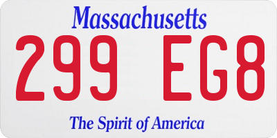 MA license plate 299EG8