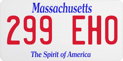 MA license plate 299EH0