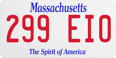 MA license plate 299EI0