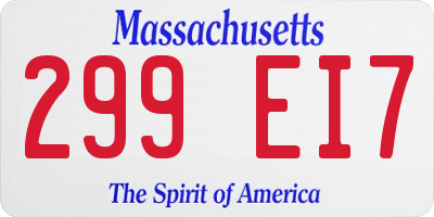 MA license plate 299EI7