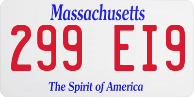 MA license plate 299EI9
