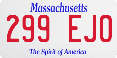 MA license plate 299EJ0