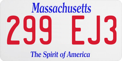 MA license plate 299EJ3