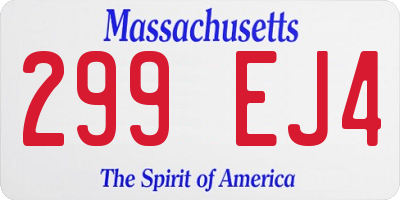 MA license plate 299EJ4