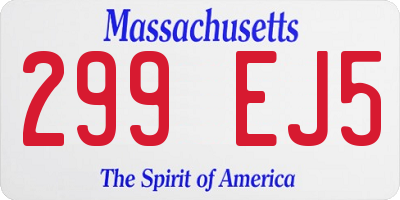 MA license plate 299EJ5