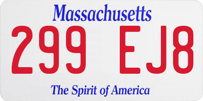 MA license plate 299EJ8