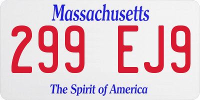 MA license plate 299EJ9