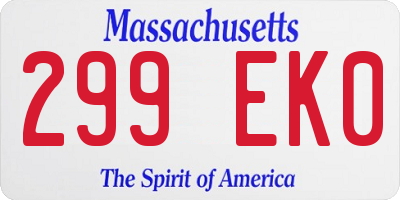 MA license plate 299EK0