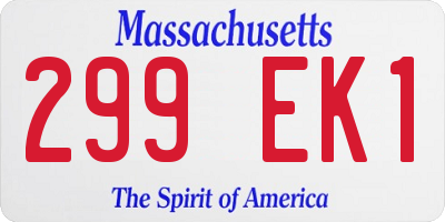 MA license plate 299EK1