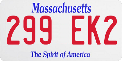 MA license plate 299EK2