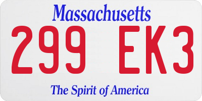 MA license plate 299EK3