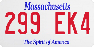 MA license plate 299EK4