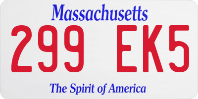 MA license plate 299EK5