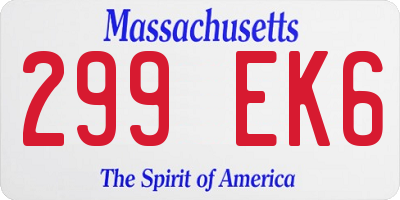 MA license plate 299EK6