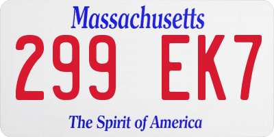 MA license plate 299EK7