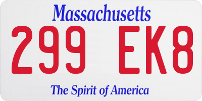 MA license plate 299EK8