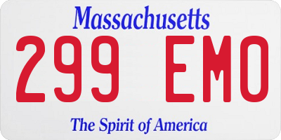 MA license plate 299EM0