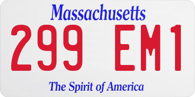 MA license plate 299EM1