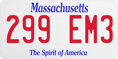MA license plate 299EM3