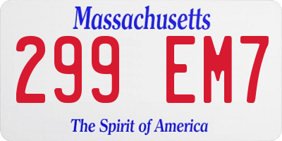 MA license plate 299EM7