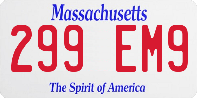 MA license plate 299EM9