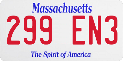 MA license plate 299EN3