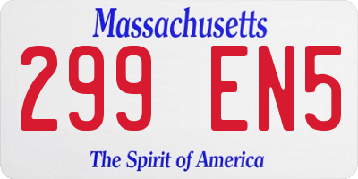 MA license plate 299EN5