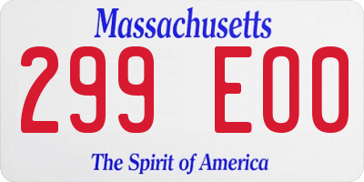MA license plate 299EO0