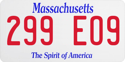 MA license plate 299EO9