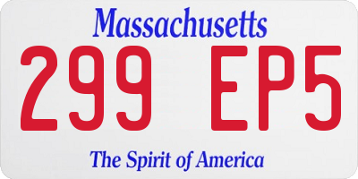 MA license plate 299EP5