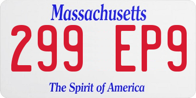 MA license plate 299EP9