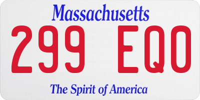 MA license plate 299EQ0