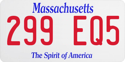 MA license plate 299EQ5