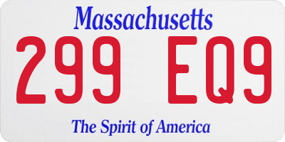 MA license plate 299EQ9