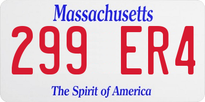 MA license plate 299ER4