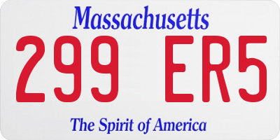 MA license plate 299ER5