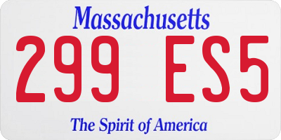 MA license plate 299ES5