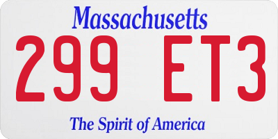 MA license plate 299ET3