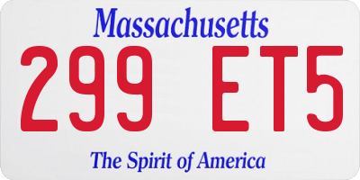 MA license plate 299ET5