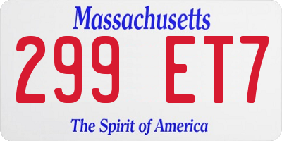 MA license plate 299ET7