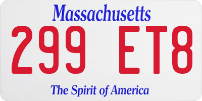 MA license plate 299ET8