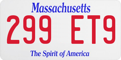 MA license plate 299ET9