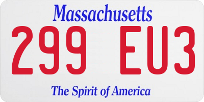 MA license plate 299EU3